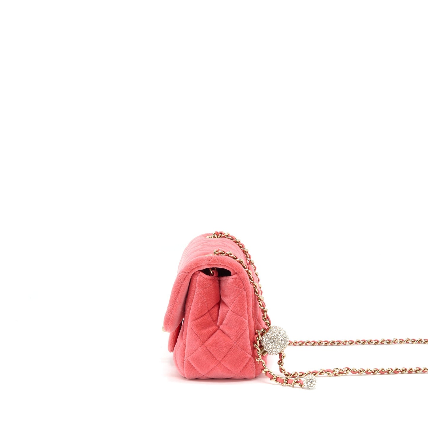 Chanel Pearl Crush Mini Square Flap Bag Velvet Pink