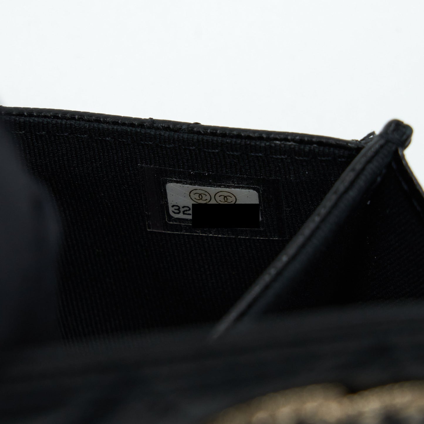 Chanel 22S Detailed Logo Mini Flap Card Holder Caviar Black L