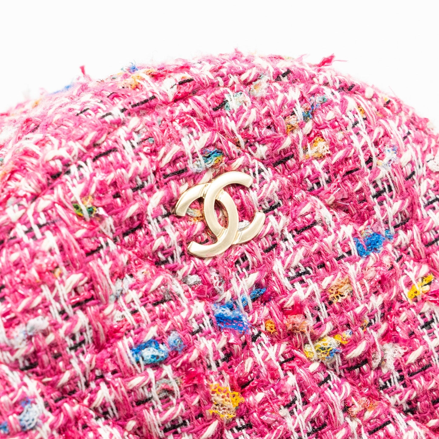 Chanel Round Clutch with Chain Tweed Pink/Multicolour L