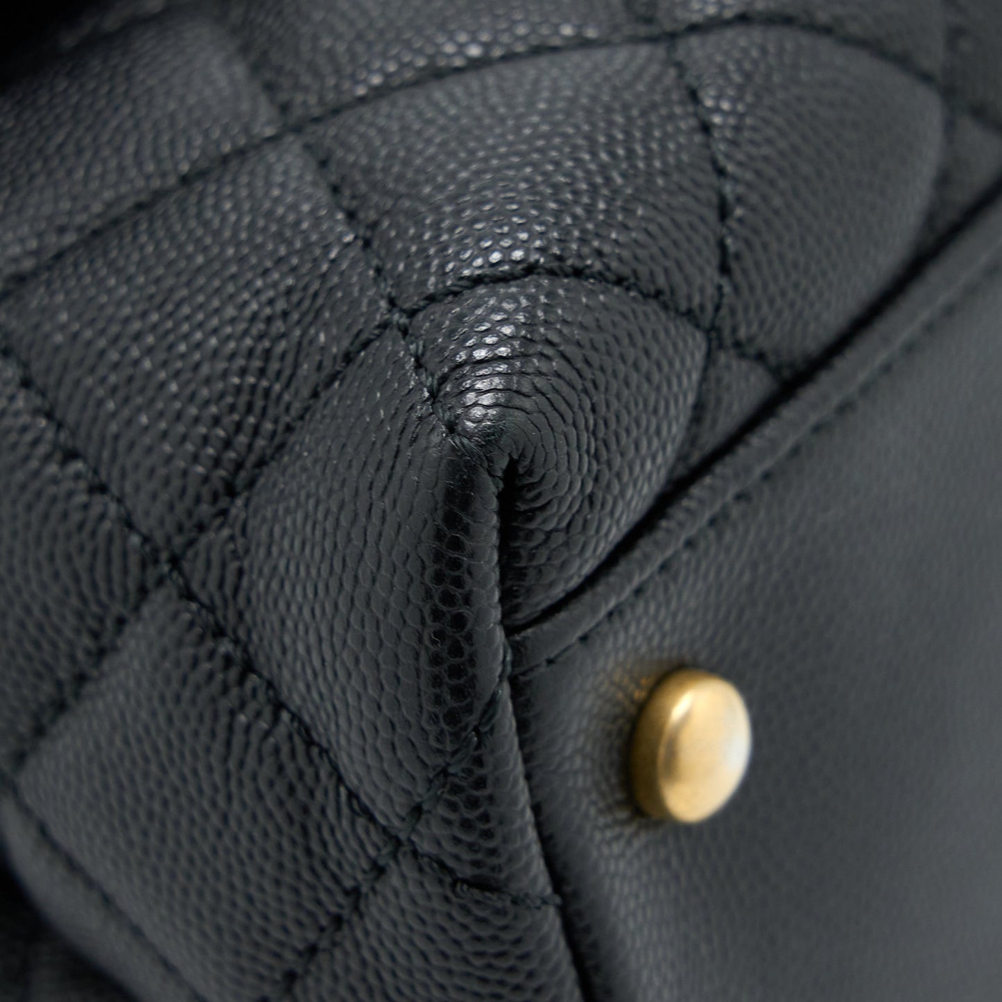 Chanel Medium Coco Handle Caviar with Lizard Handle Black Brushed