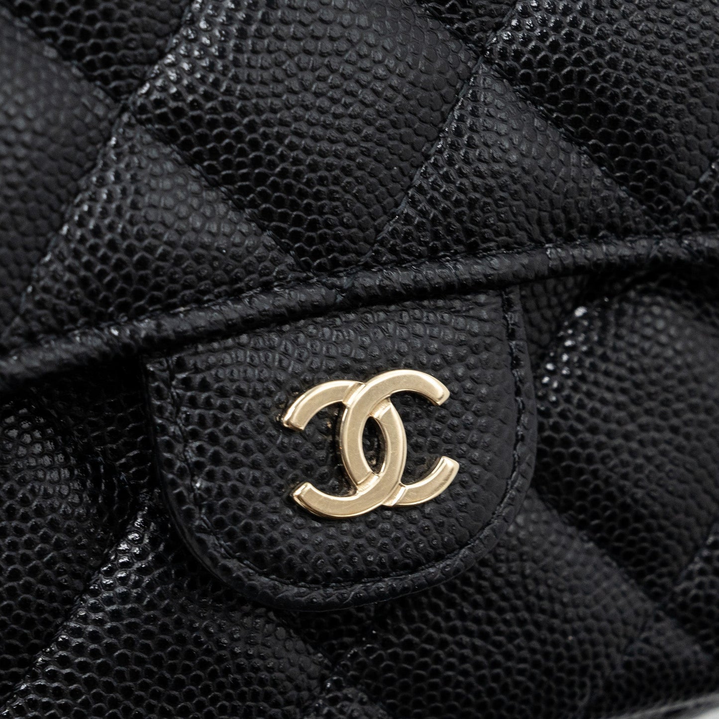 chanel double pocket wallet on chain caviar black L (microchip)