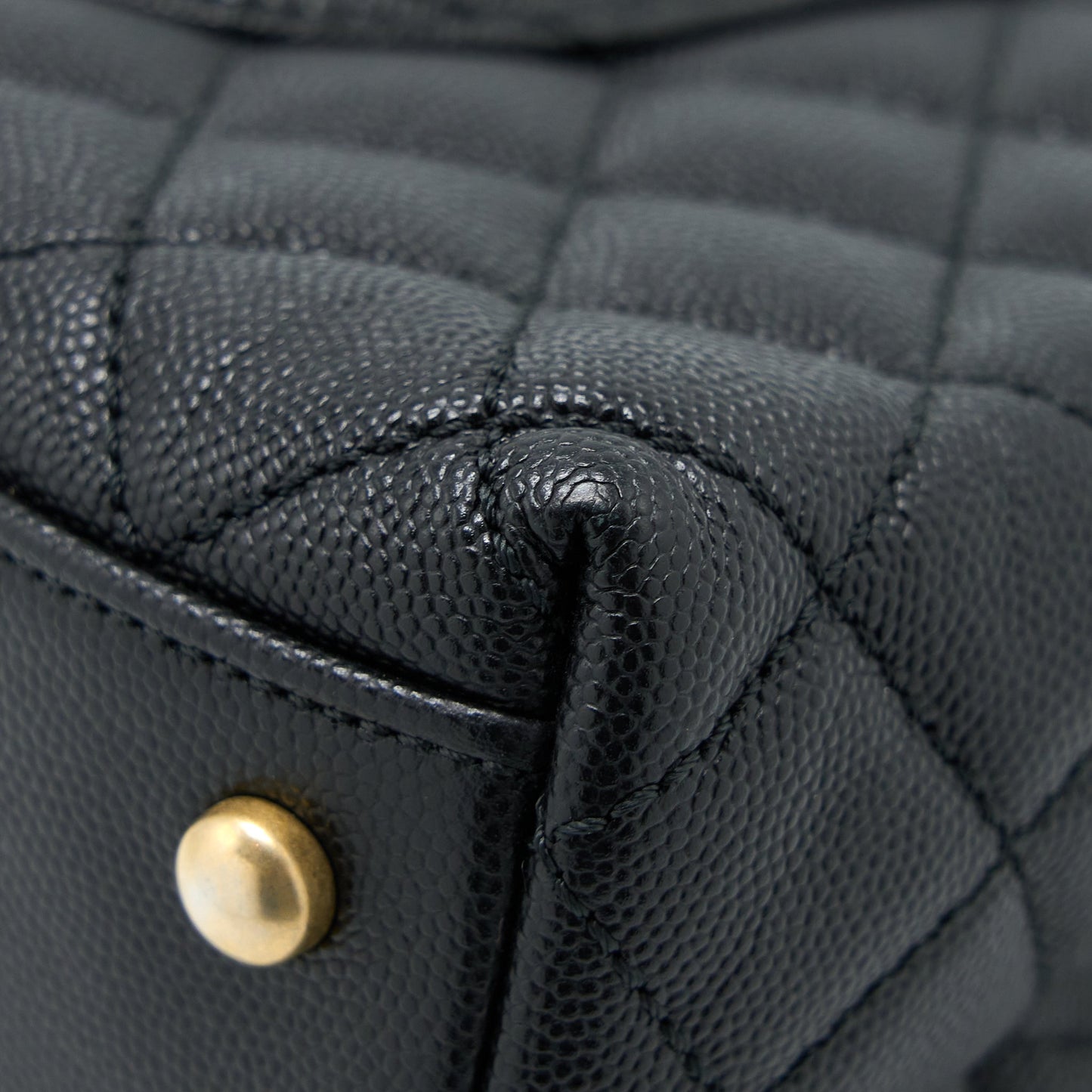 Chanel Medium Coco Handle Caviar with Lizard Handle Black Brushed