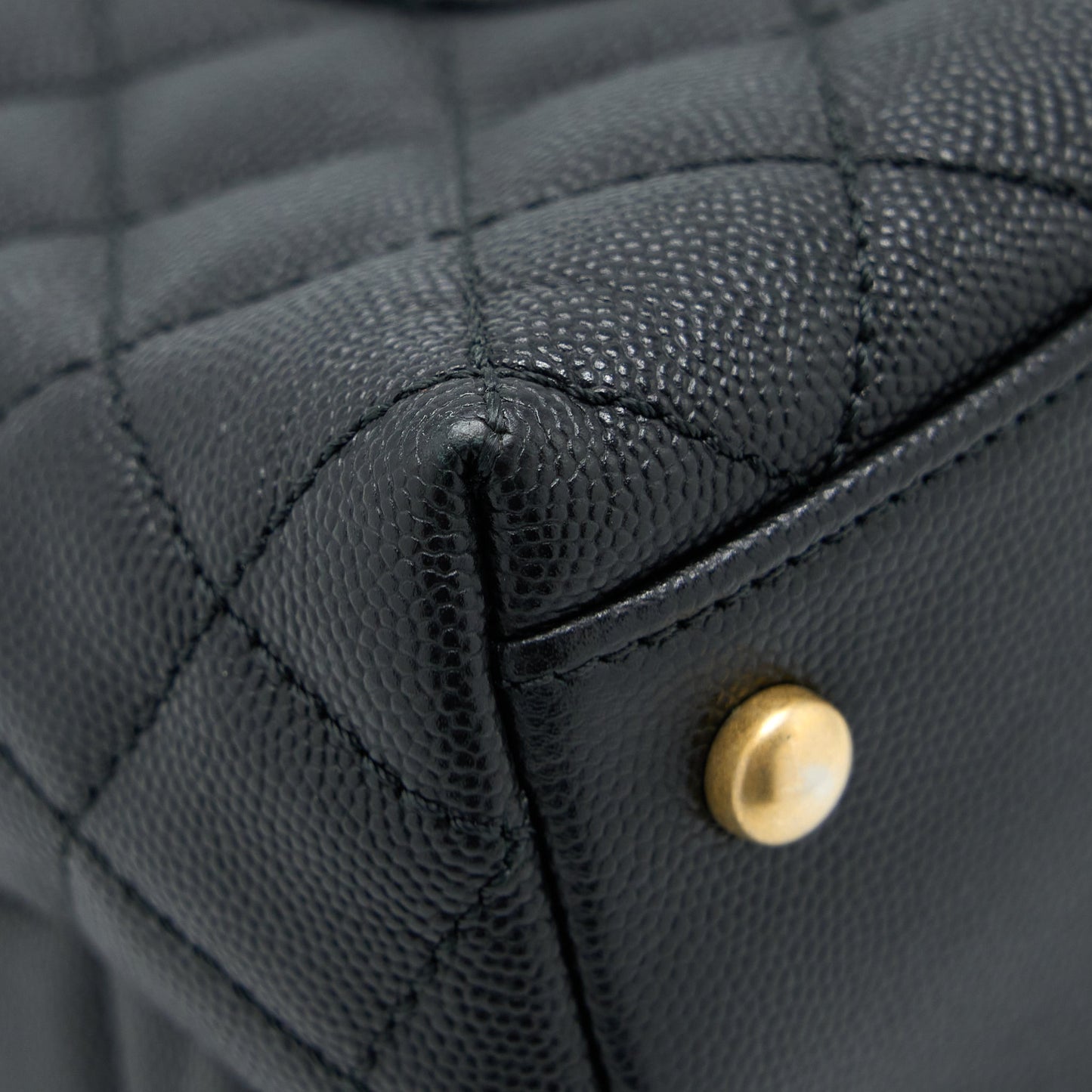 Chanel Medium Coco Handle Caviar with Lizard Handle Black Brushed