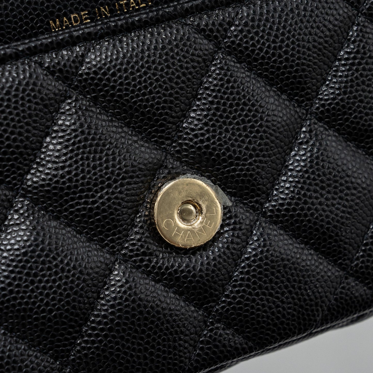 chanel double pocket wallet on chain caviar black L (microchip)