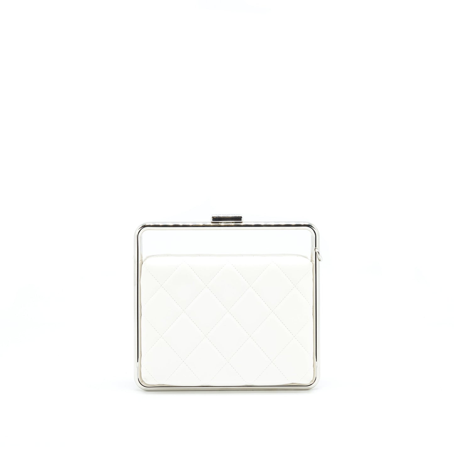 Chanel Quilted Clutch Lambskin White