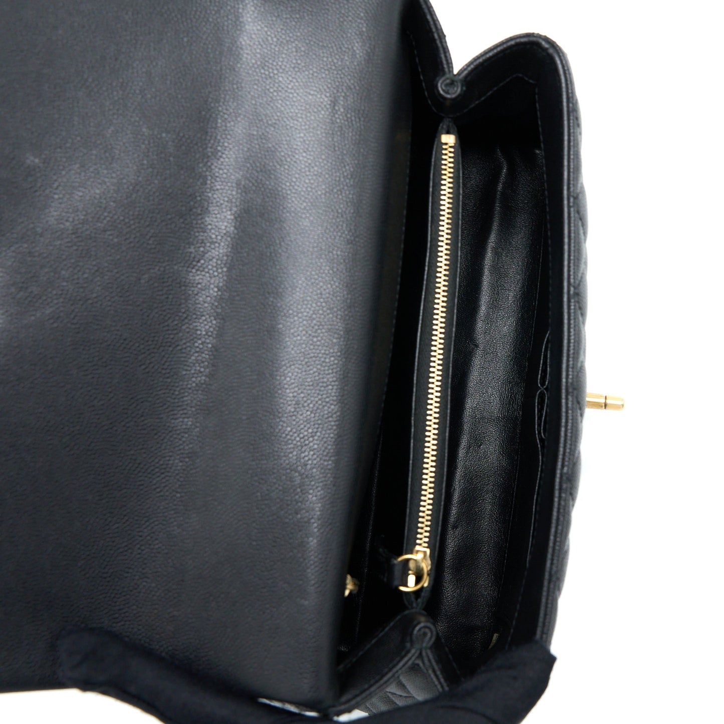 Chanel Medium Coco Handle Caviar with Lizard Handle Black Brushed
