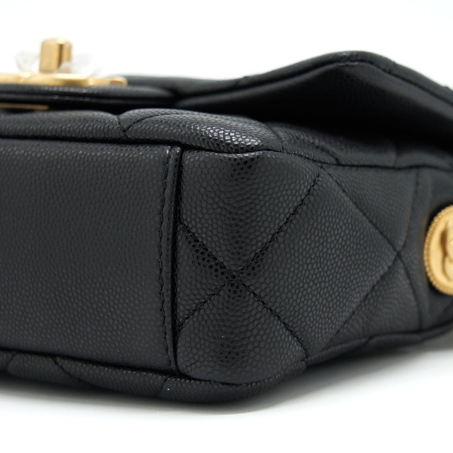 Chanel 22A Small Flap Bag Caviar Black Brushed  (Microchip)