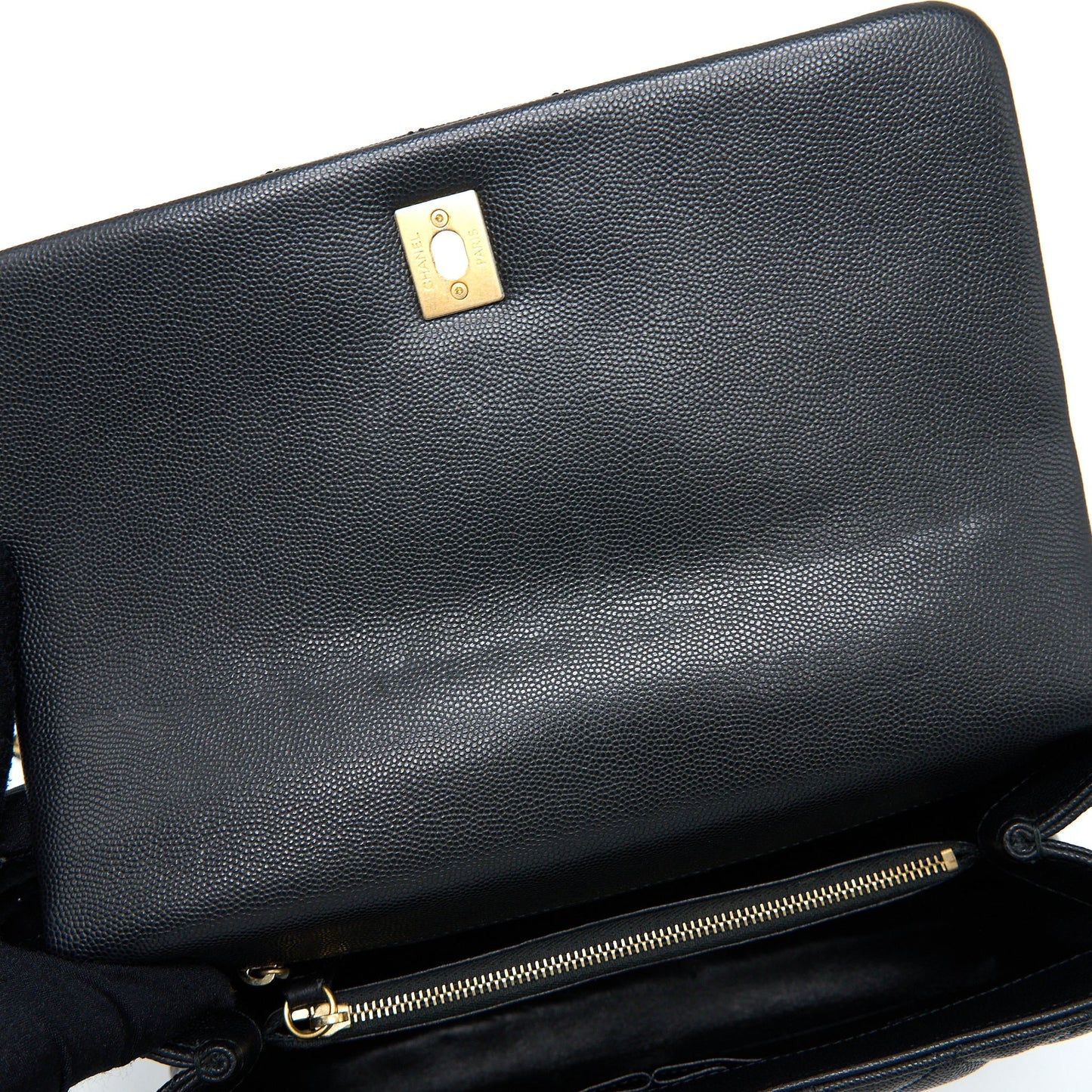 Chanel Medium Coco Handle Caviar with Lizard Handle Black Brushed