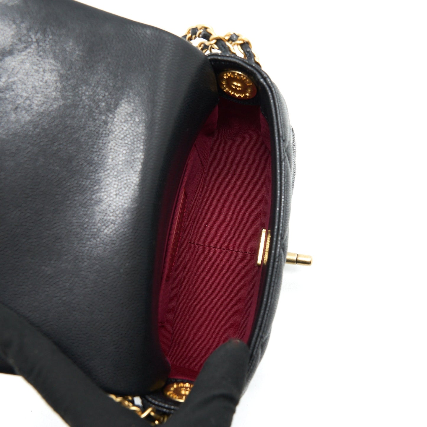 Chanel 22A Small Flap Bag Caviar Black Brushed  (Microchip)
