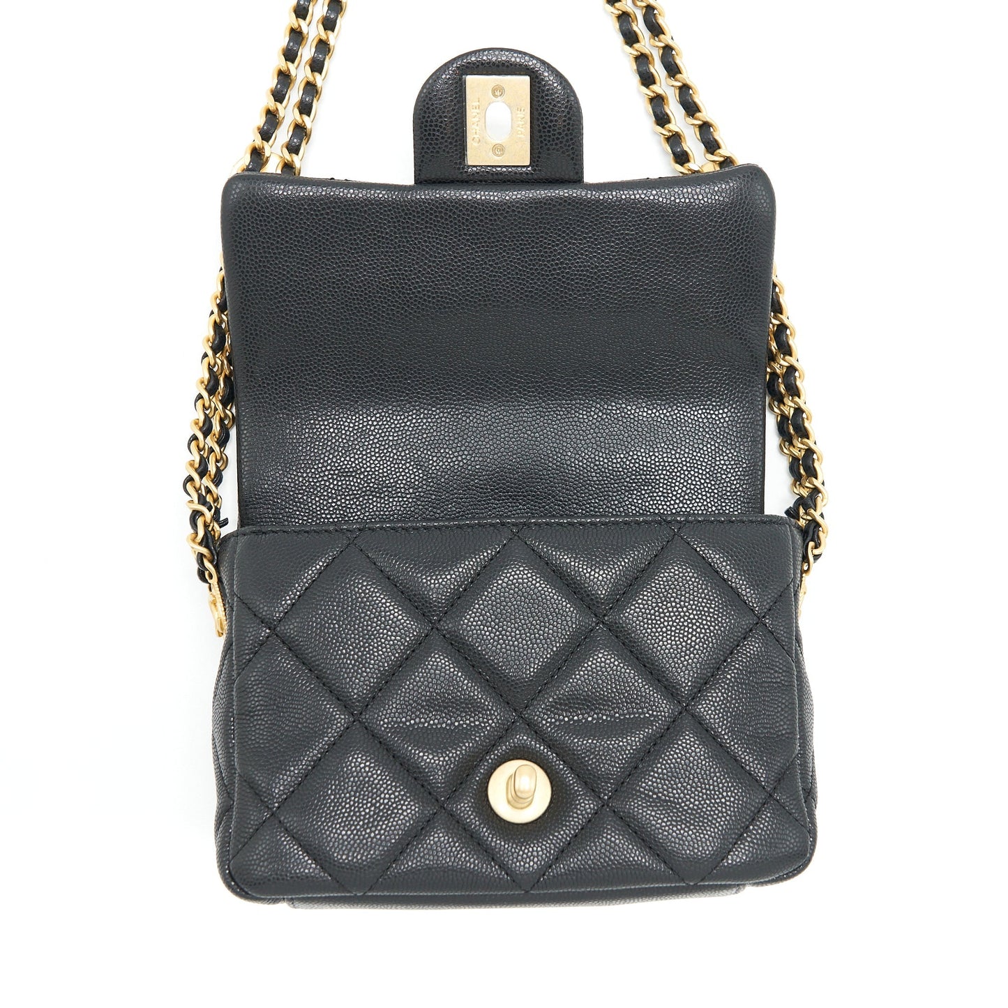 Chanel 22A Small Flap Bag Caviar Black Brushed  (Microchip)