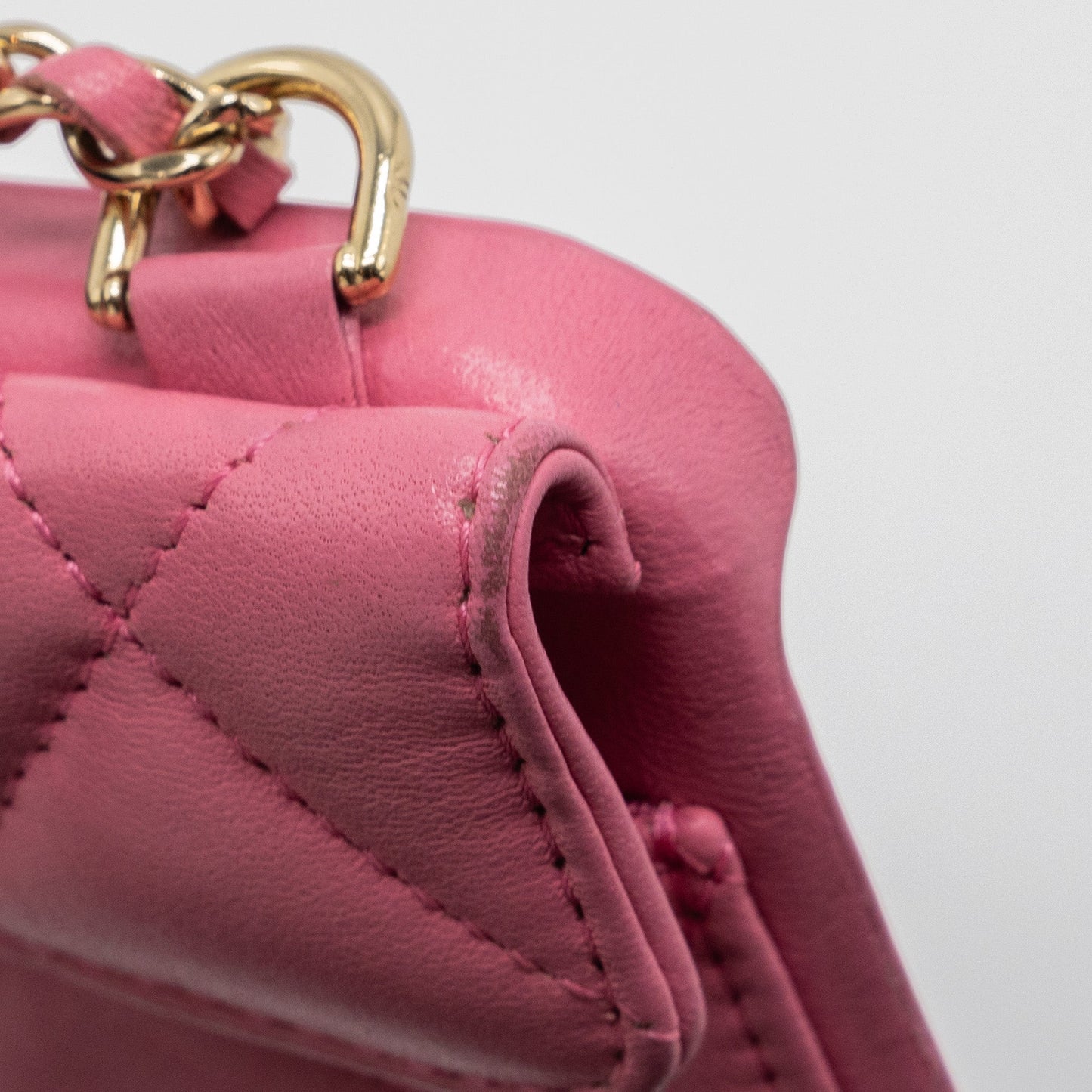 Chanel 21P pearl crush phone case with chain for iPhone 12 lambskin pink L