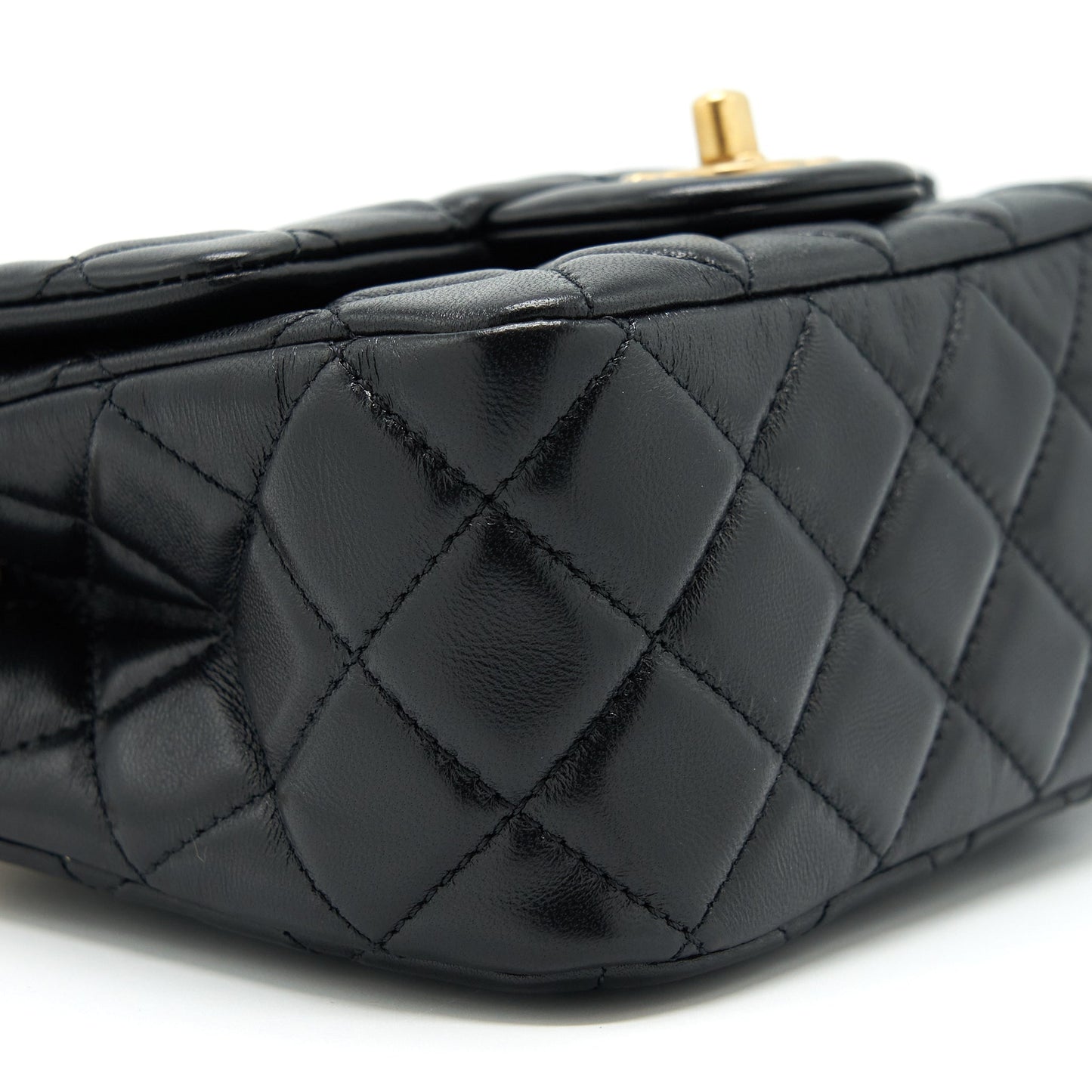 Chanel Pearl Crush Mini Square Lambskin Black Brushed