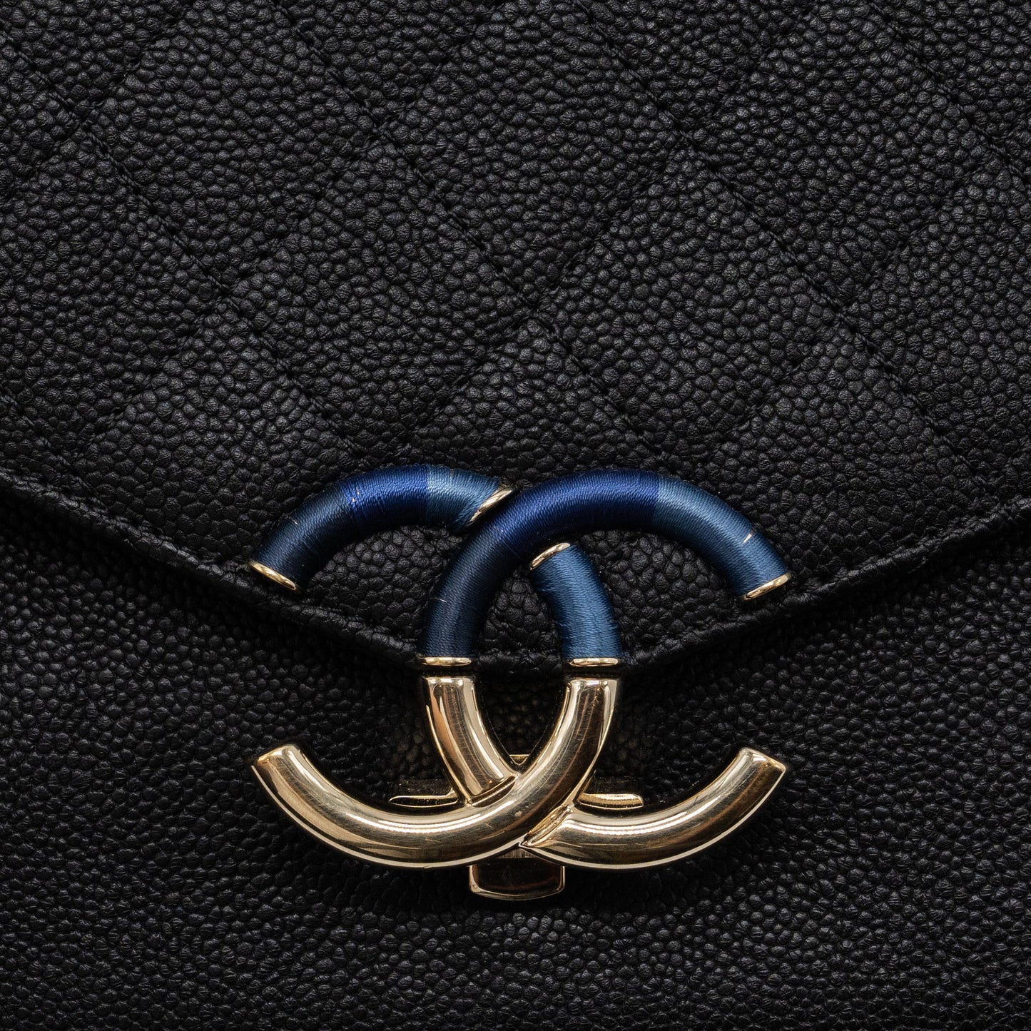 Chanel Flap Bag with handle Caviar Black/Multicolour L