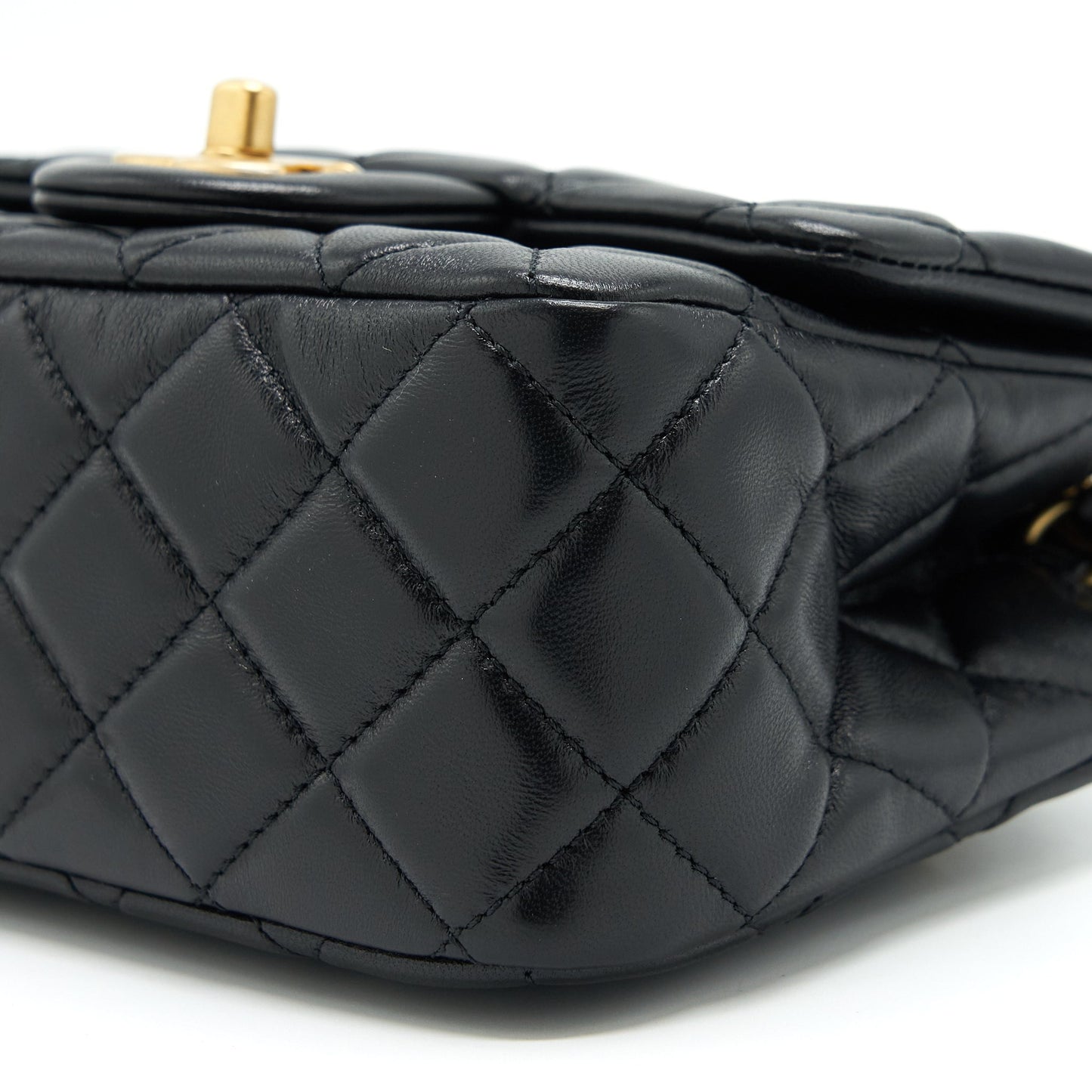 Chanel Pearl Crush Mini Square Lambskin Black Brushed