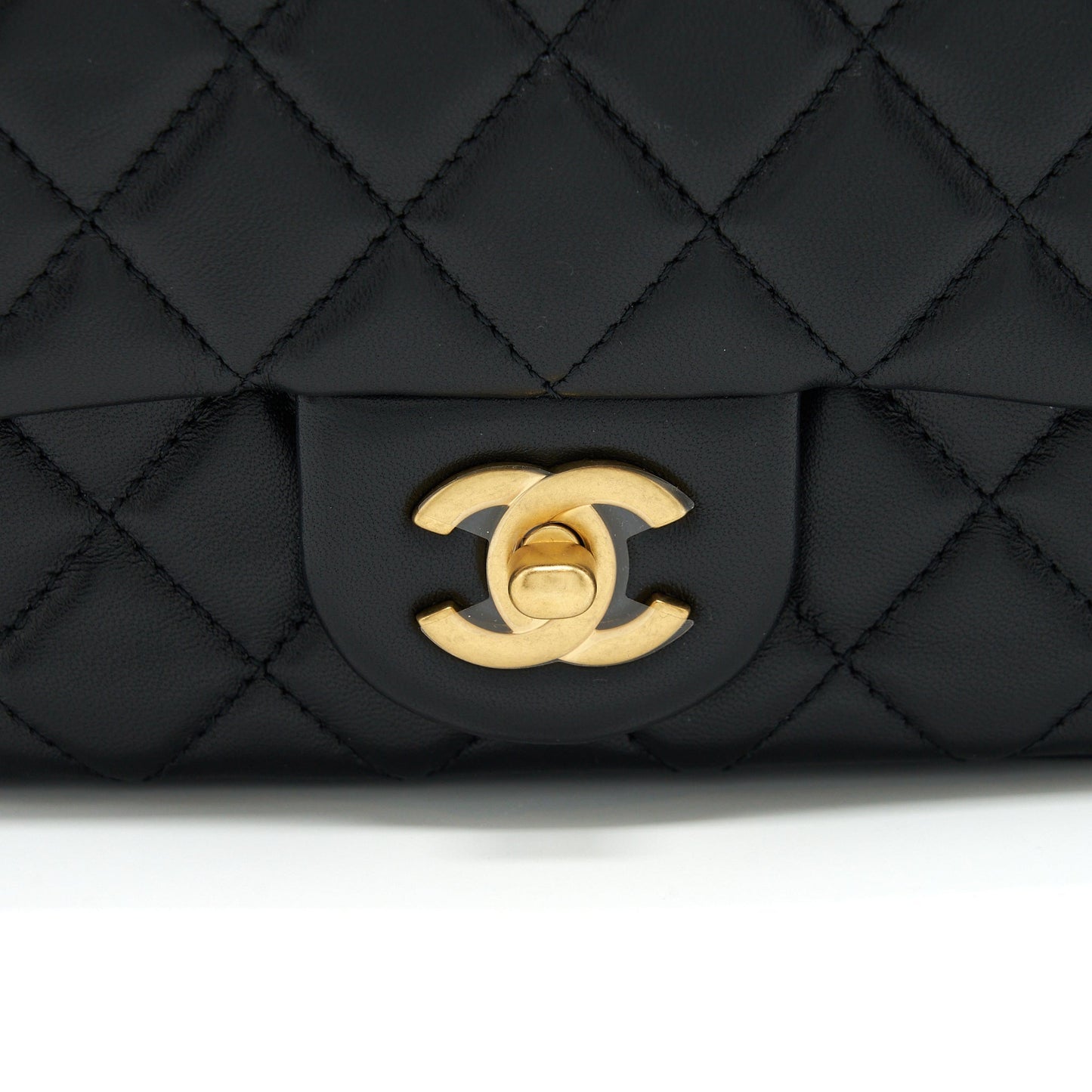 Chanel Pearl Crush Mini Square Lambskin Black Brushed