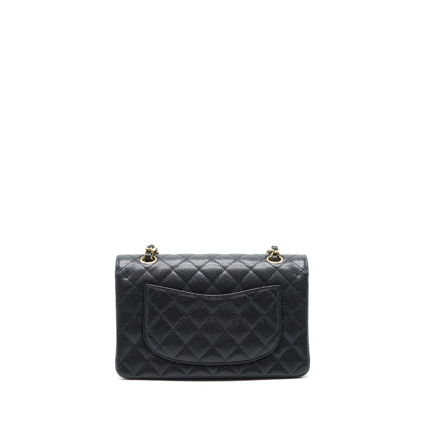 Chanel 22c caviar small classic double flap bag black