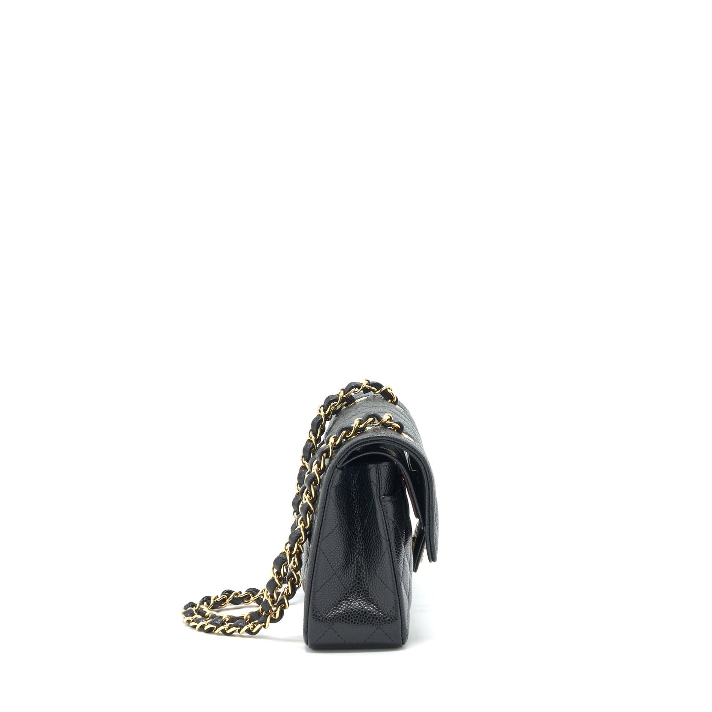 Chanel 22c caviar small classic double flap bag black