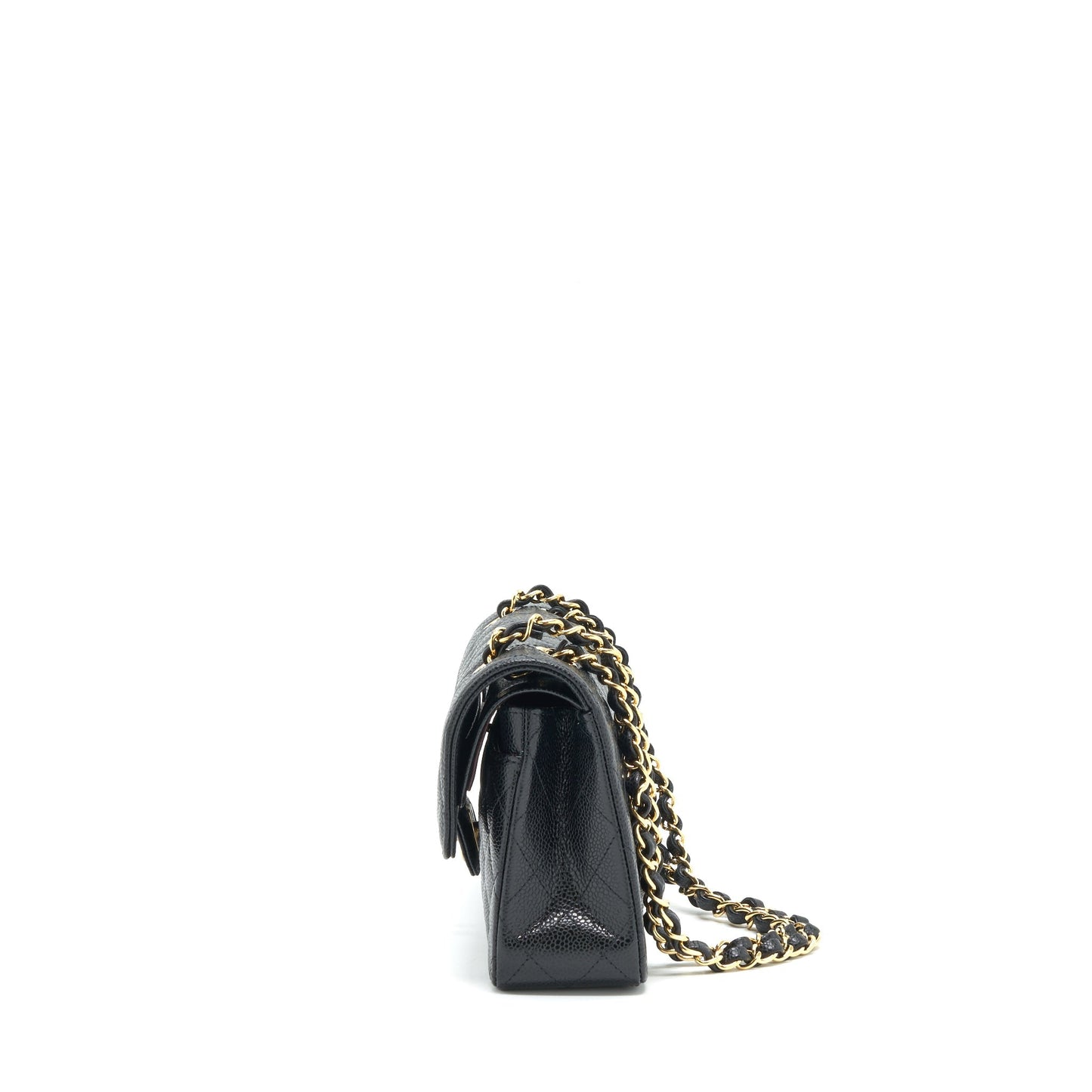 Chanel 22c caviar small classic double flap bag black
