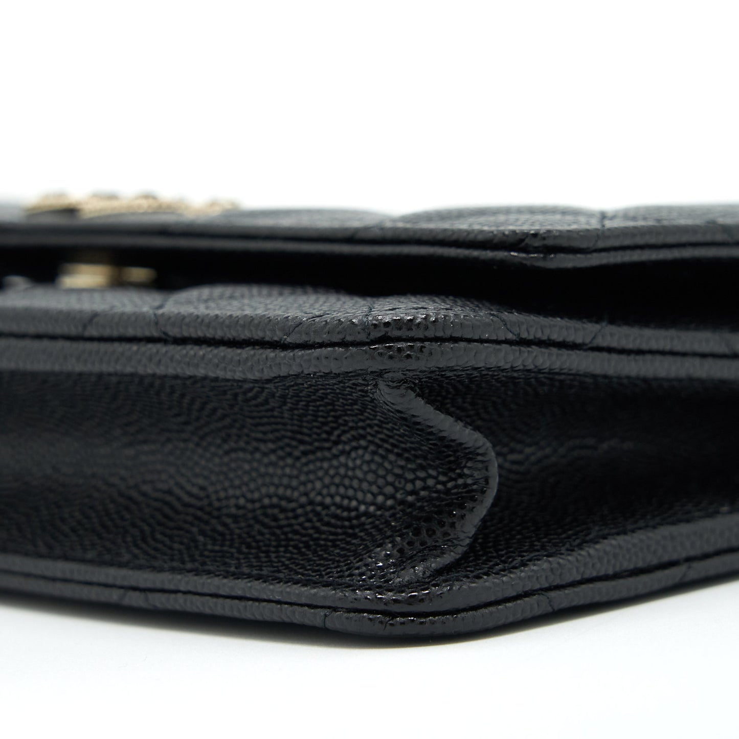 Chanel 22S Detailed Logo Wallet On Chain Caviar Black L