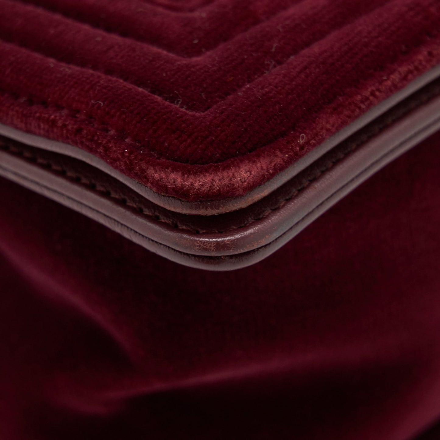 Chanel Medium Boy Bag Velvet Dark Red Ruthenium
