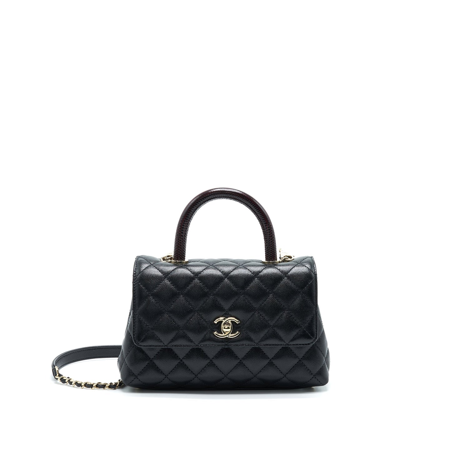 Chanel Small Coco Handle 24cm Caviar Black L Embossed Handle