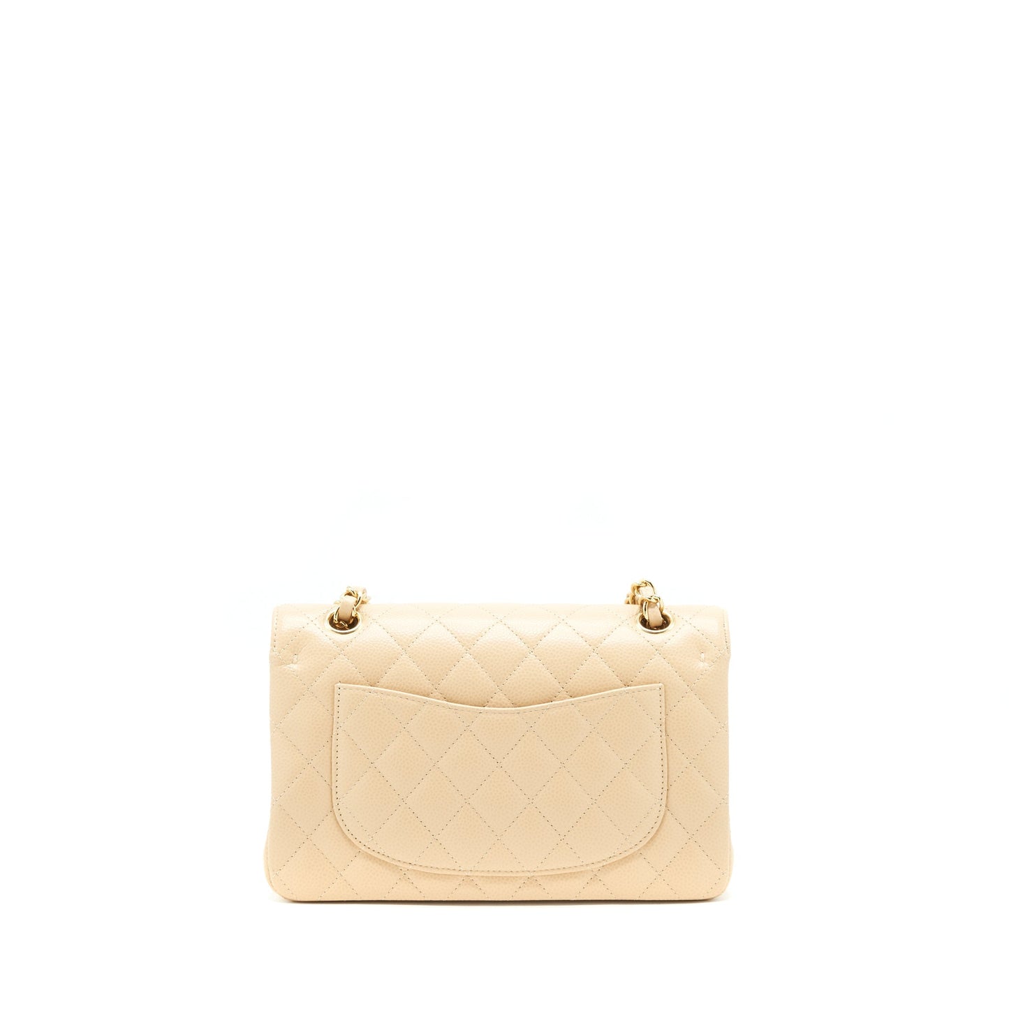 Chanel small classic double flap bag caviar beige