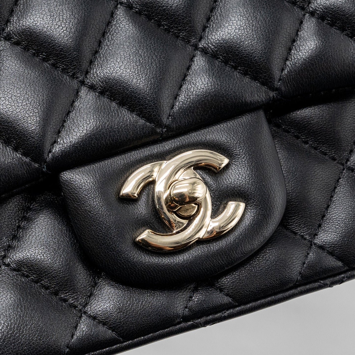 Chanel Classic Mini Square Flap Bag Lambskin Black L