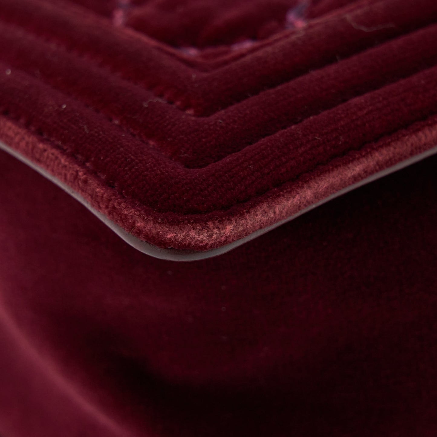 Chanel Medium Boy Bag Velvet Dark Red Ruthenium