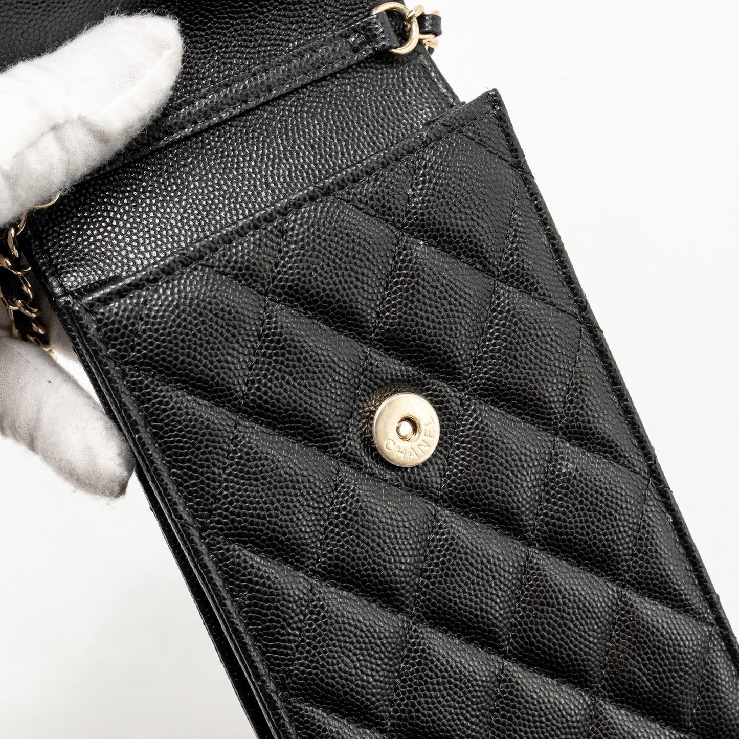 Chanel Classic Phone Clutch with Pouch on Chain Caviar Black L