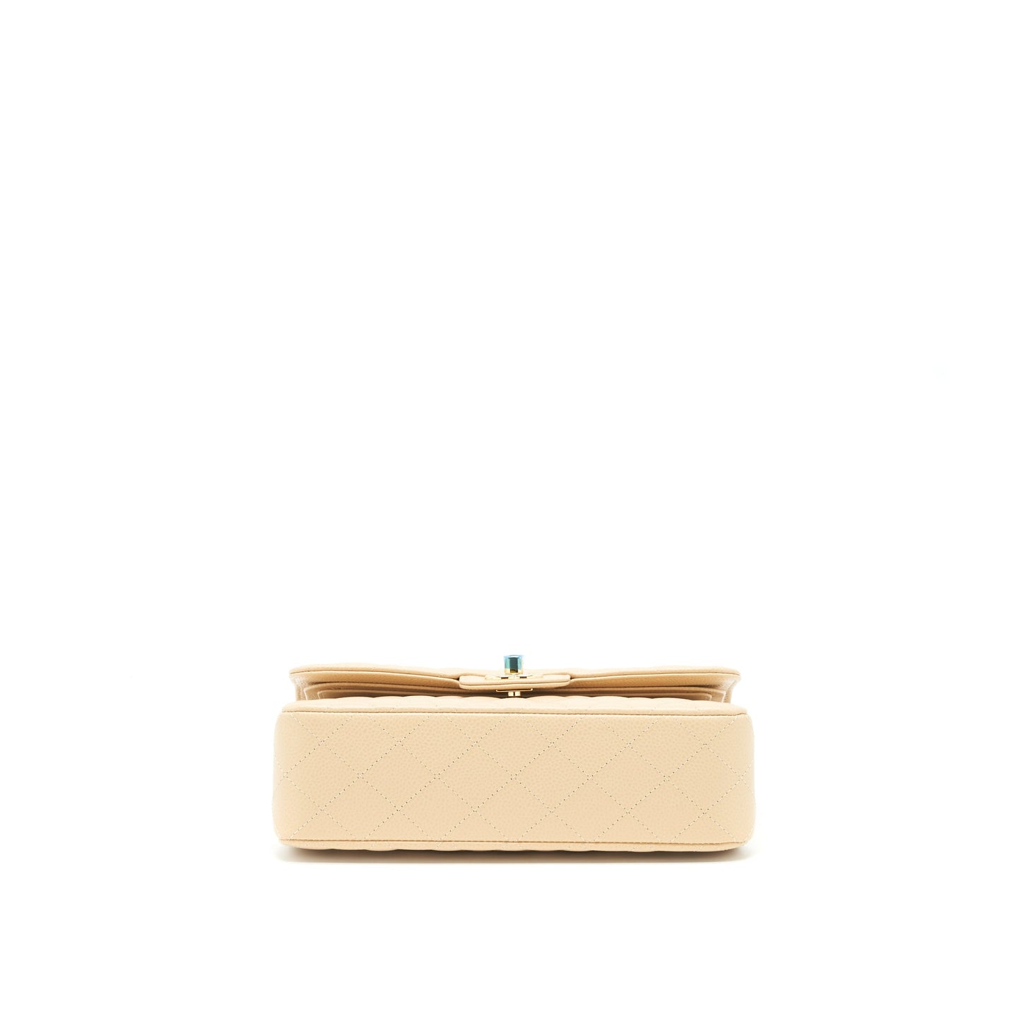 Chanel small classic double flap bag caviar beige