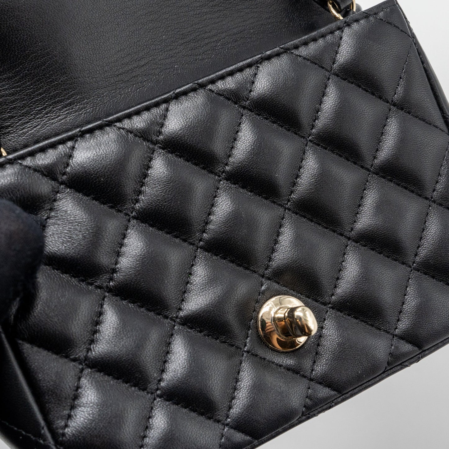 Chanel Classic Mini Square Flap Bag Lambskin Black L