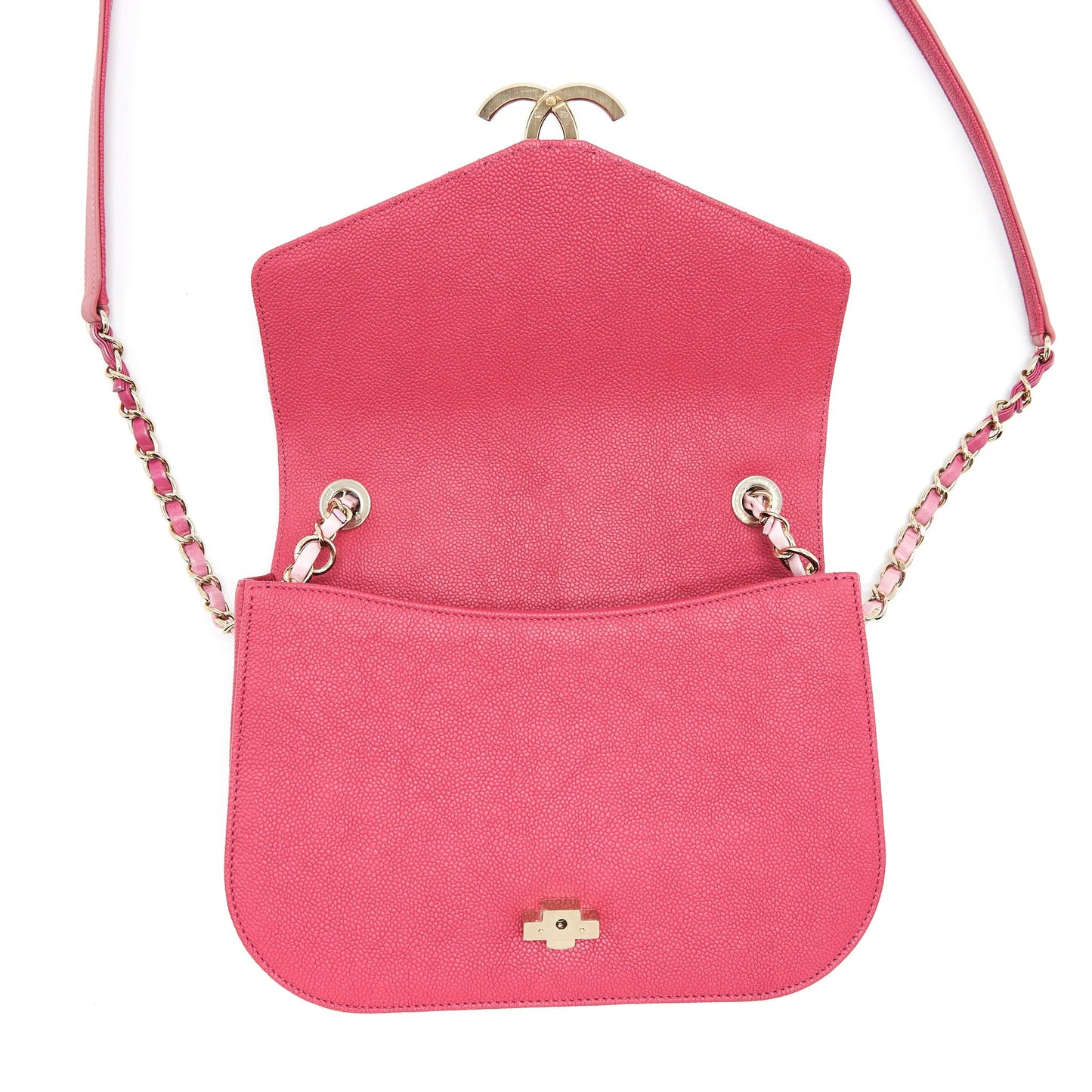 Chanel Seasonal Messenger Crossbody Bag Caviar Pink L