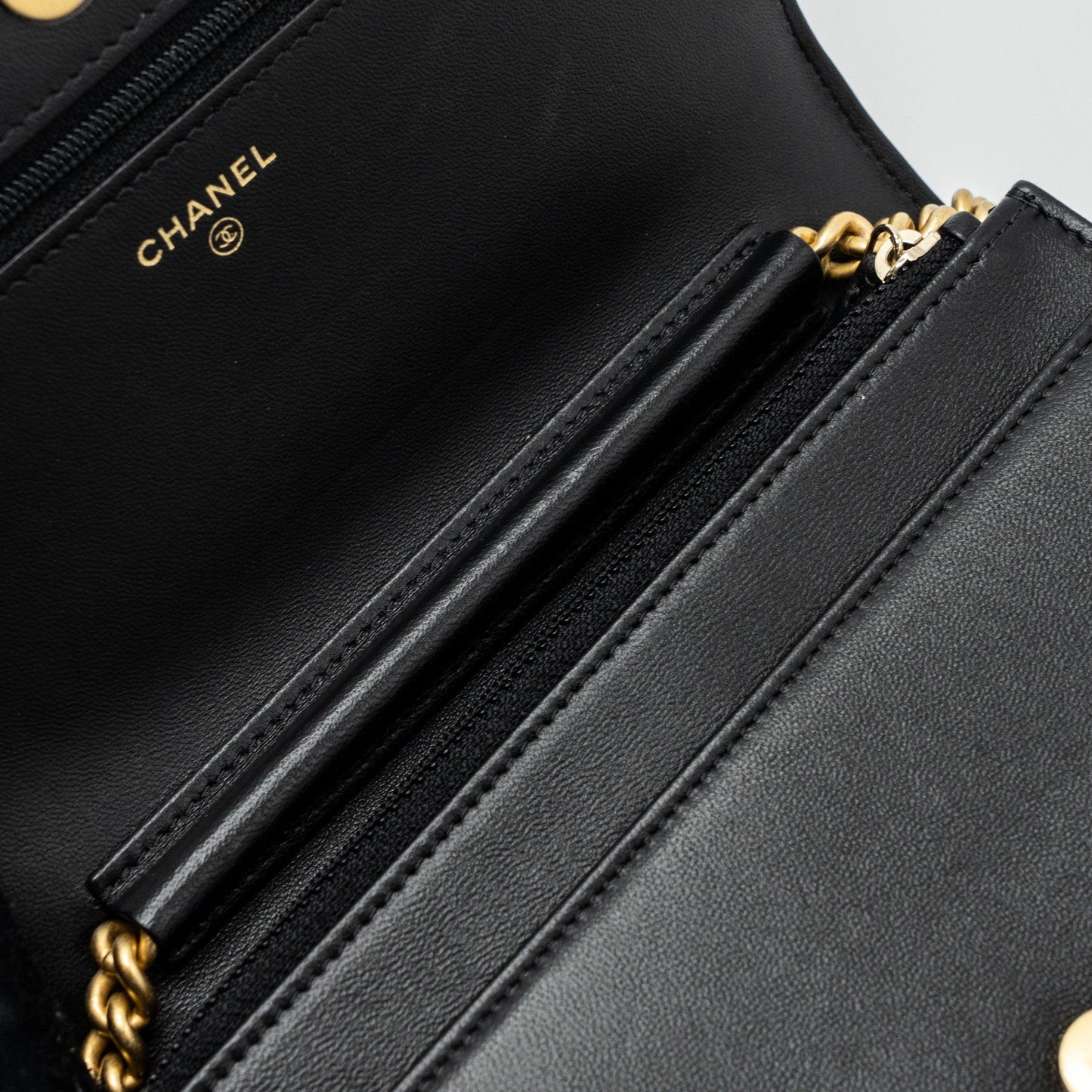 Chanel Boy Wallet On Chain Lambskin Black (Microchip)
