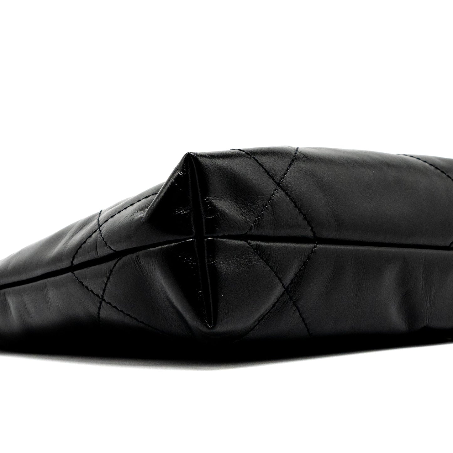 Chanel 23s Mini 22 Bag Shiny Calfskin Black Brushed  (Microchip)