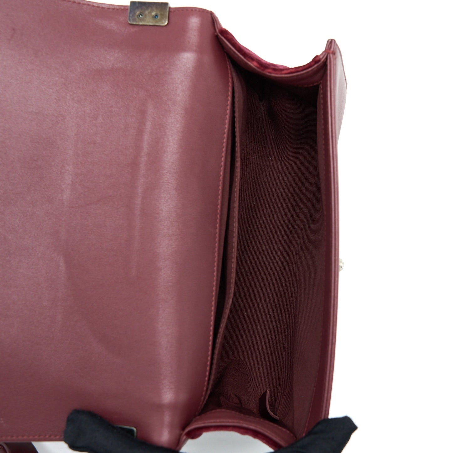 Chanel Medium Boy Bag Velvet Dark Red Ruthenium