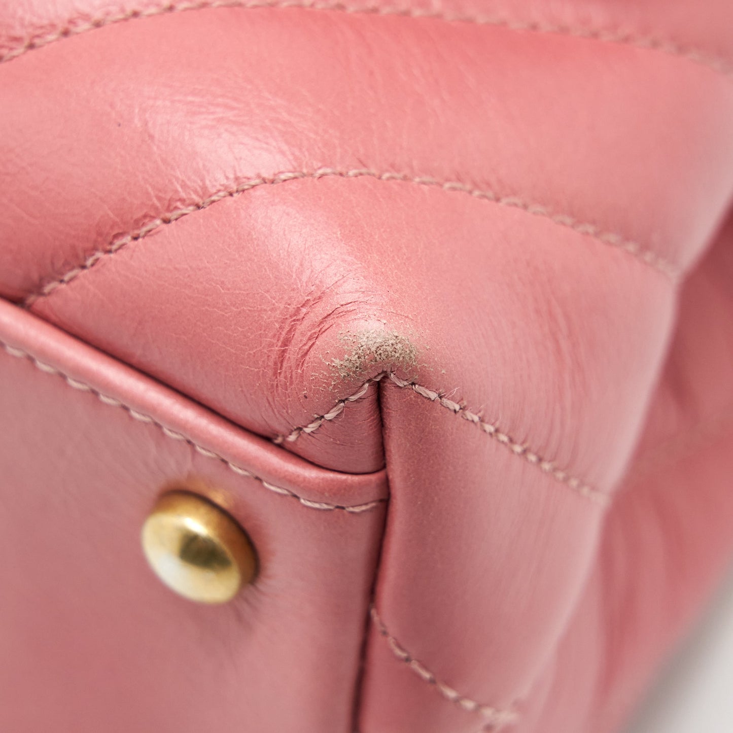 Chanel Small Coco Handle Chevron Calfskin With Lizard Handle Pink