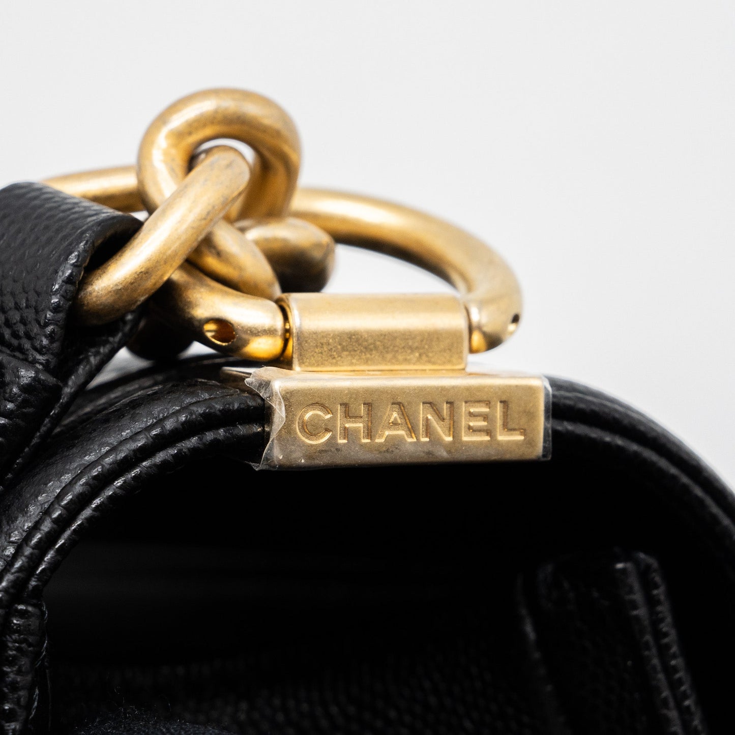 Chanel Medium Classic Boy Bag Caviar Black Brushed  (microchip)