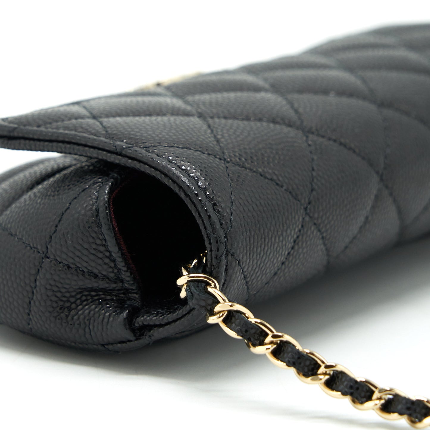 Chanel Glasses Case With Chain Caviar Black L