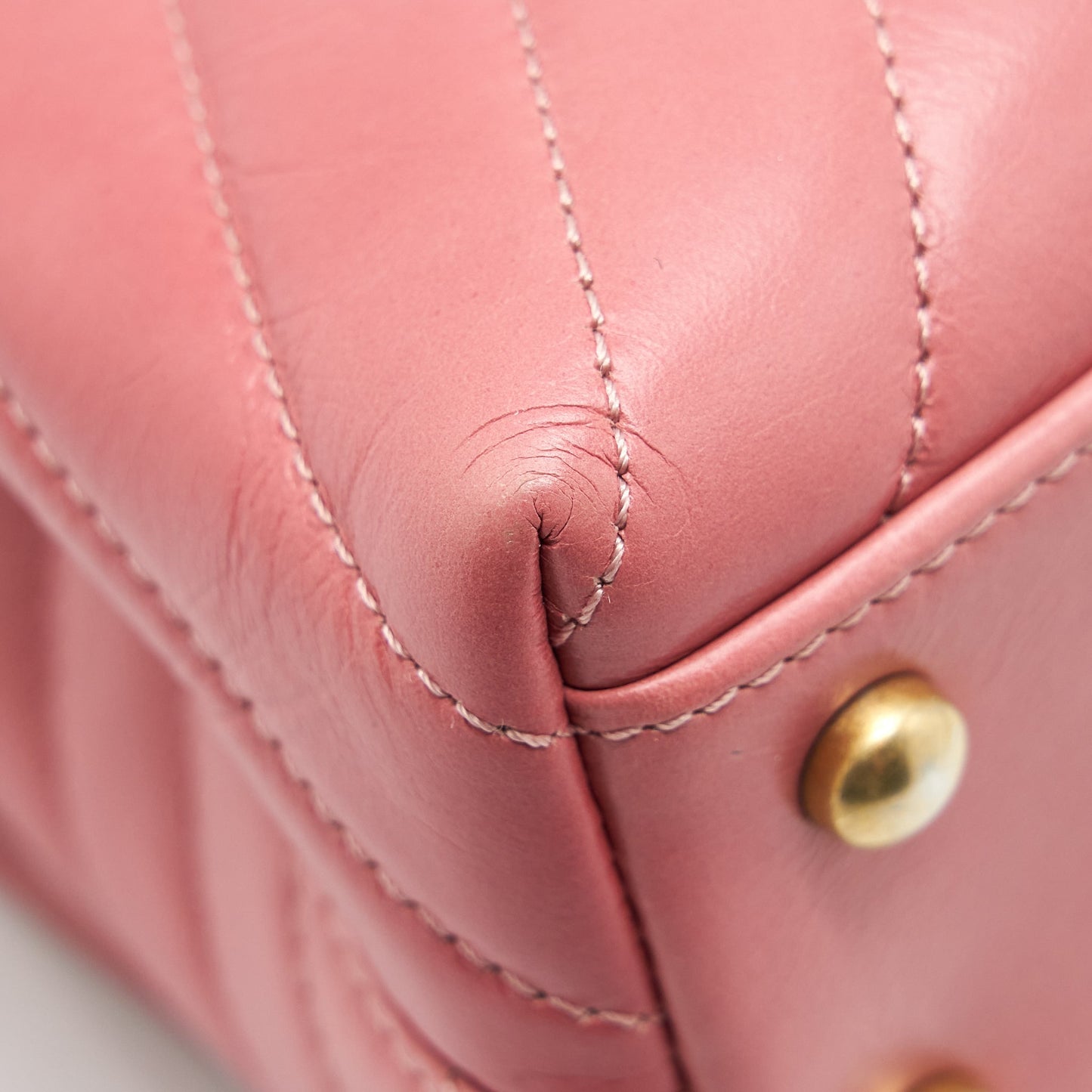 Chanel Small Coco Handle Chevron Calfskin With Lizard Handle Pink