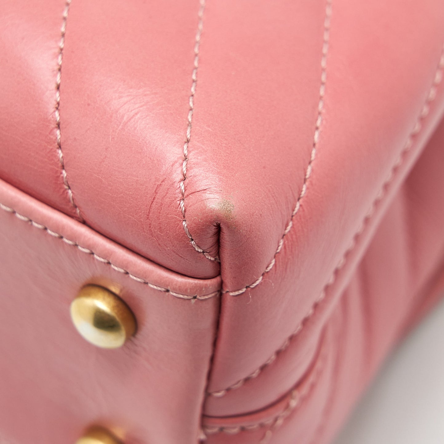 Chanel Small Coco Handle Chevron Calfskin With Lizard Handle Pink