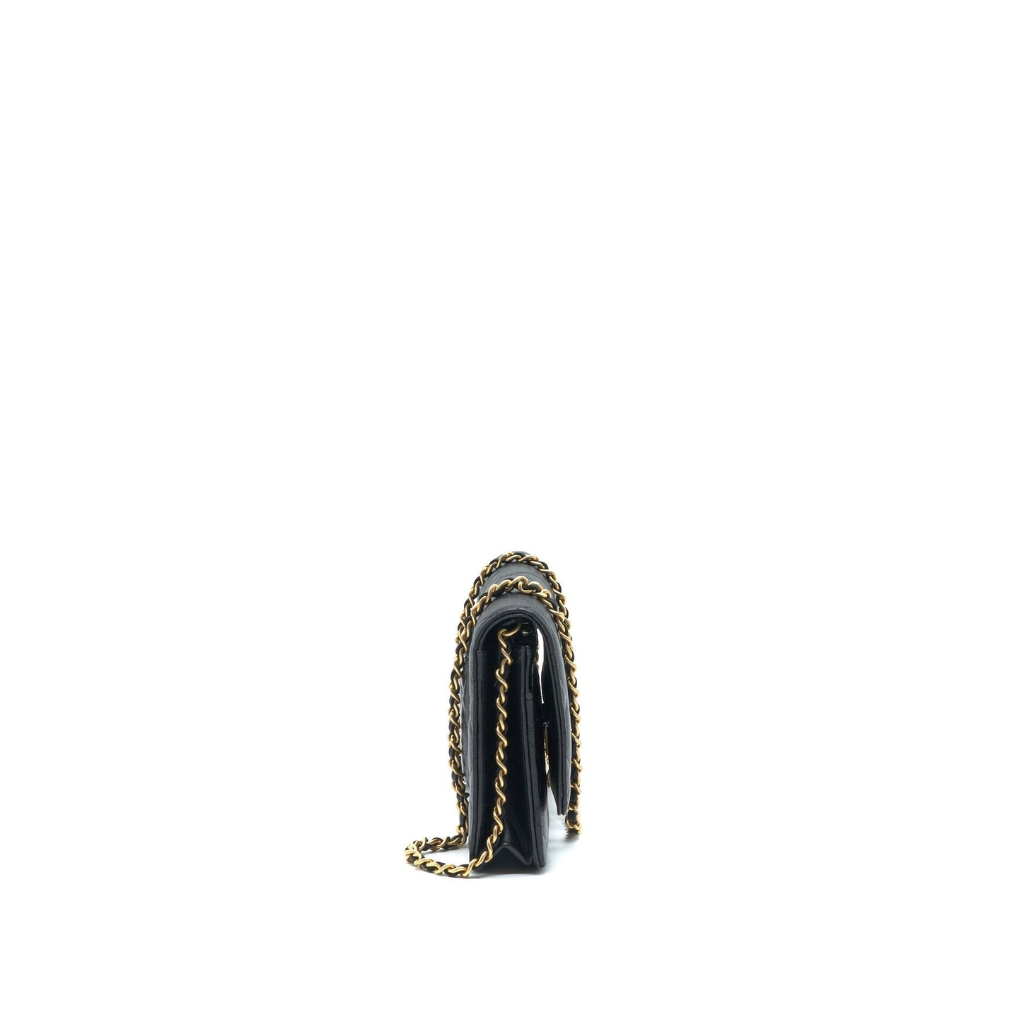 Chanel 22C Pearl Crush Wallet On Chain Black