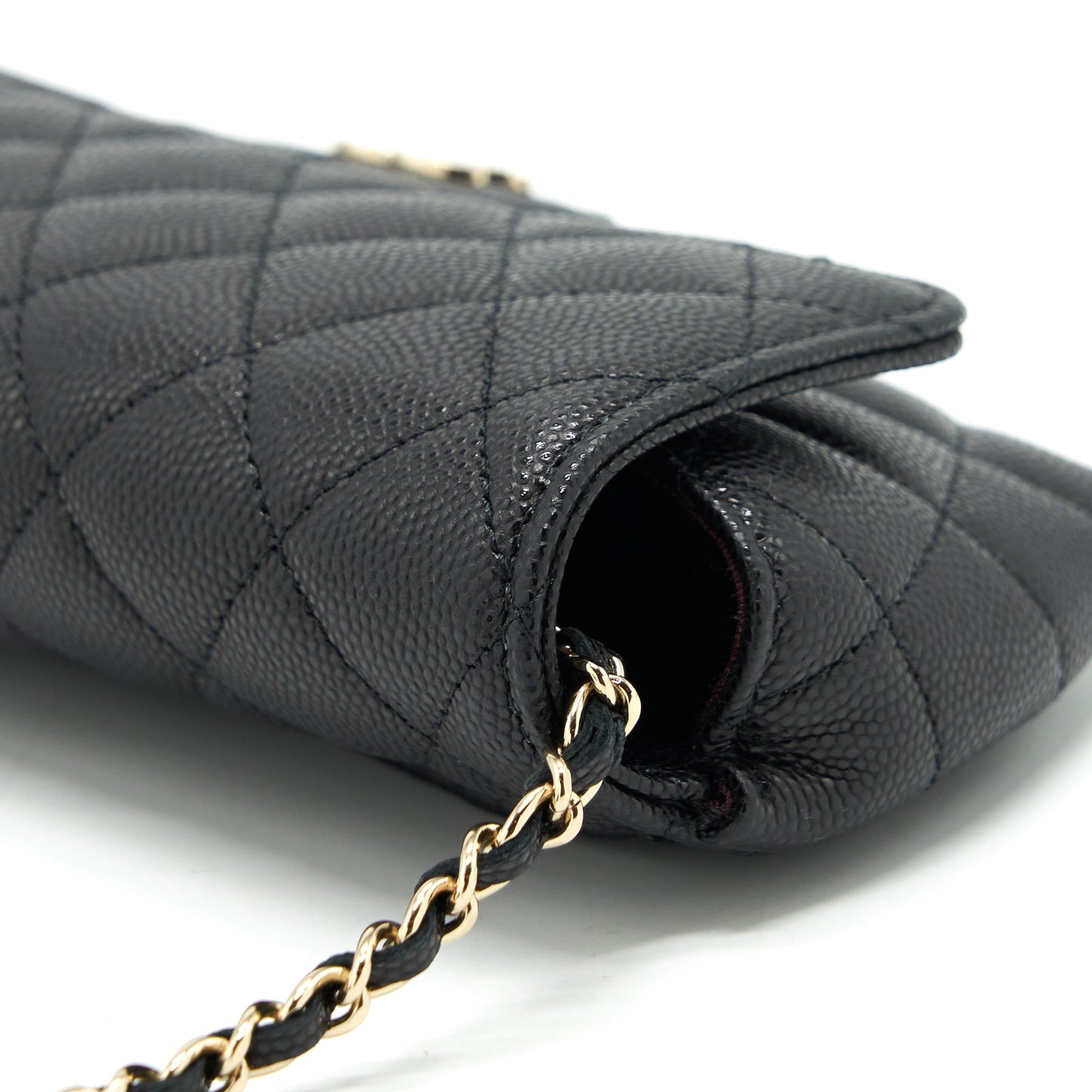 Chanel Glasses Case With Chain Caviar Black L