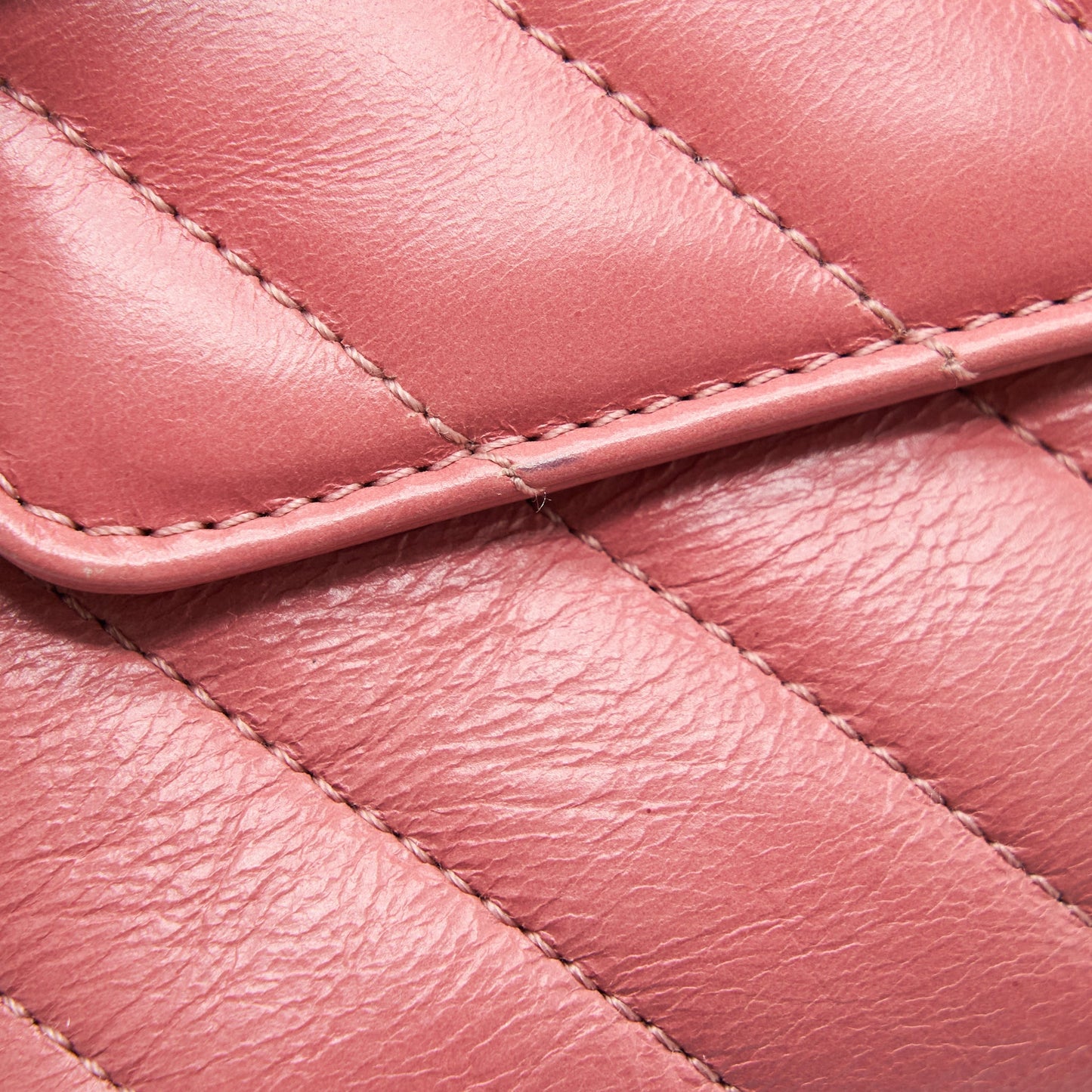 Chanel Small Coco Handle Chevron Calfskin With Lizard Handle Pink
