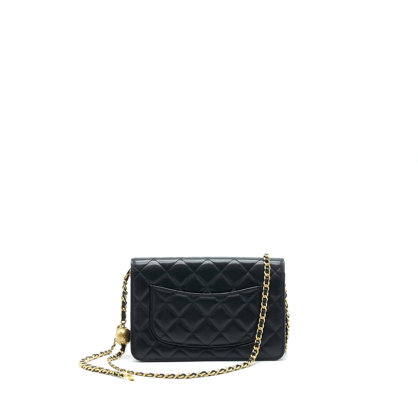 Chanel 22C Pearl Crush Wallet On Chain Black