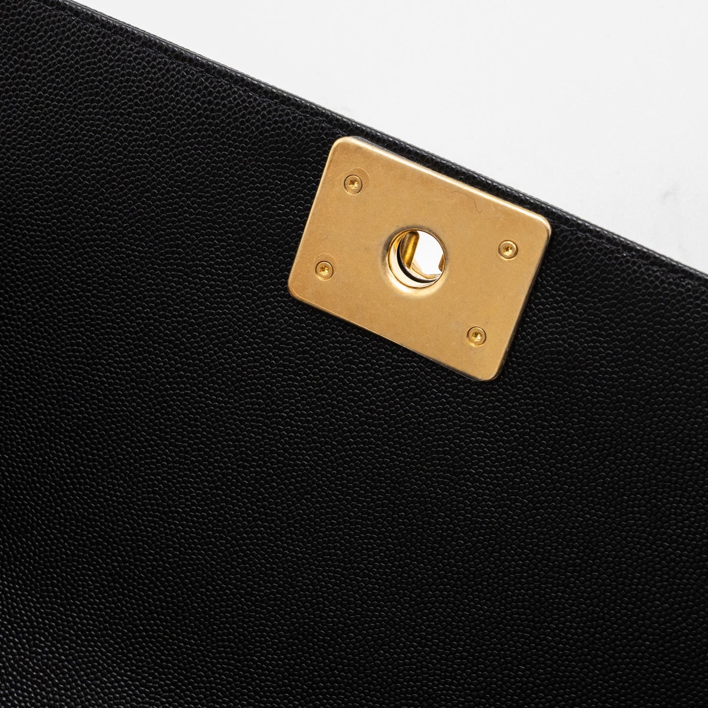 Chanel Medium Classic Boy Bag Caviar Black Brushed  (microchip)