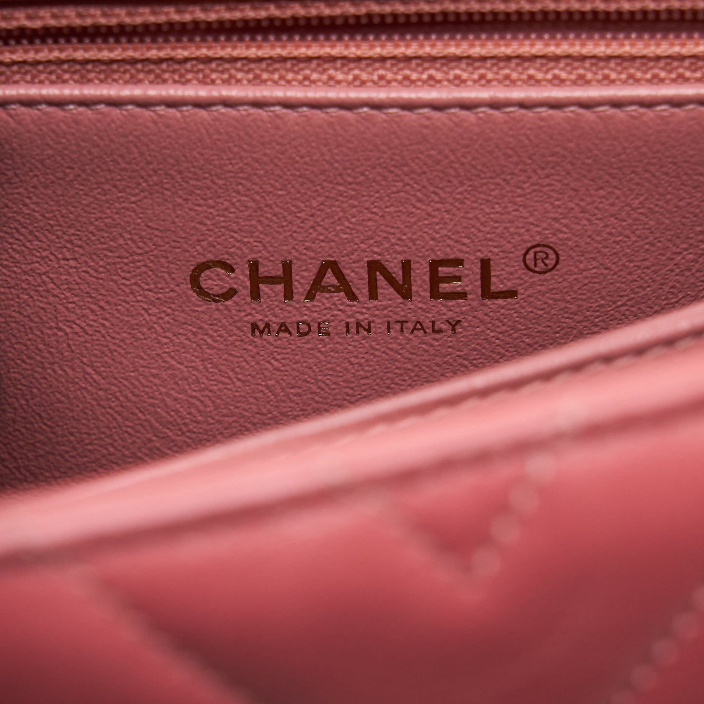 Chanel Small Coco Handle Chevron Calfskin With Lizard Handle Pink