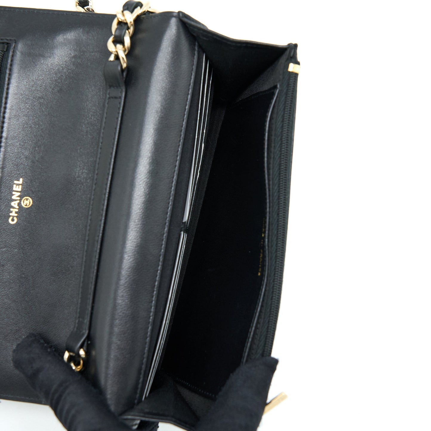 Chanel Coco Charm Wallet On Chain Lambskin Black L