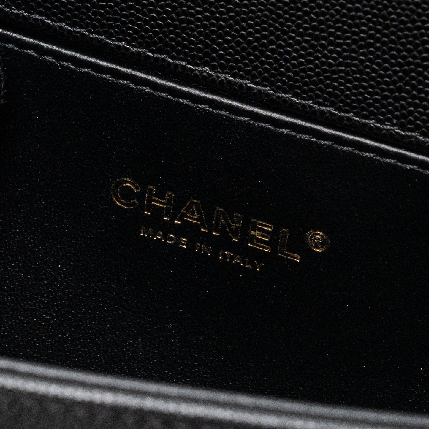 Chanel Medium Classic Boy Bag Caviar Black Brushed  (microchip)