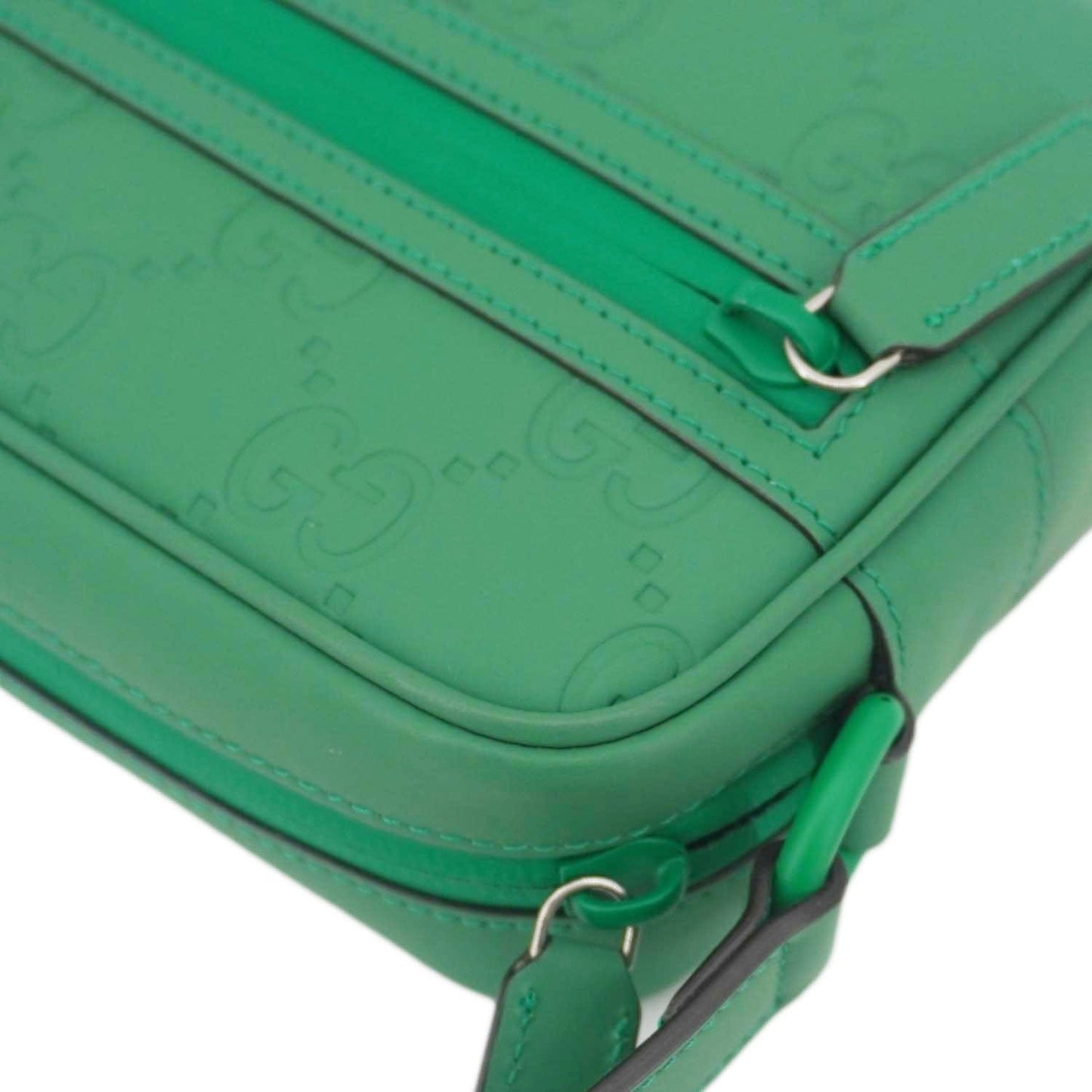 GUCCI GG Rubber-effect Leather Crossbody Bag Green 771321