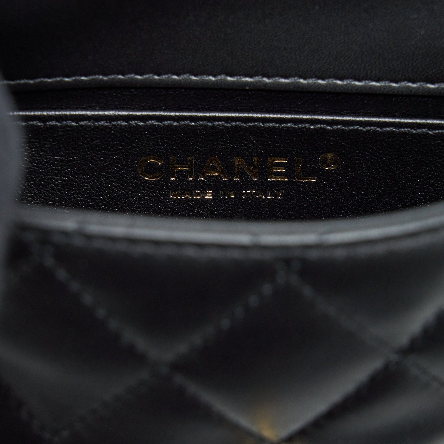 Chanel seasonal Mini Rectangular Flap Bag Heart Charm Chain Lambskin Black  (Microchip)